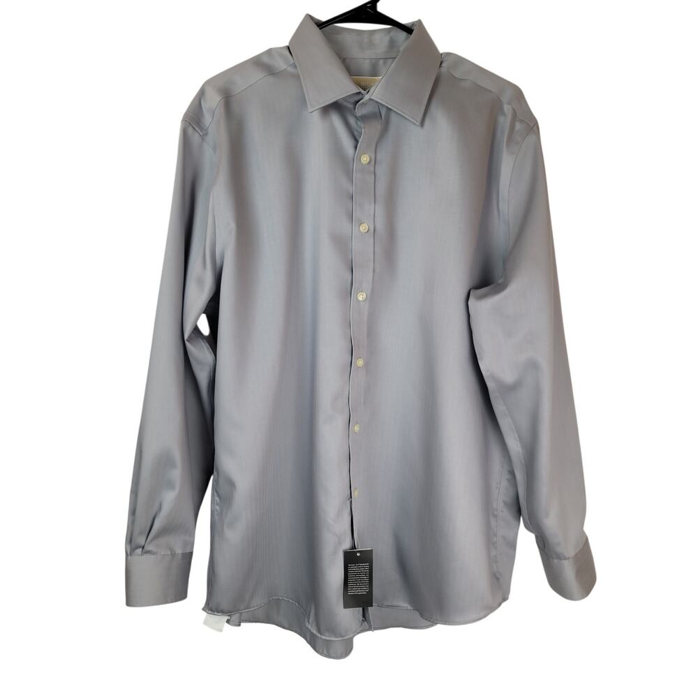 Michael Kors Men's Slim Fit Non Iron Button Up Shirt Steel Gray Sz 17 32/33